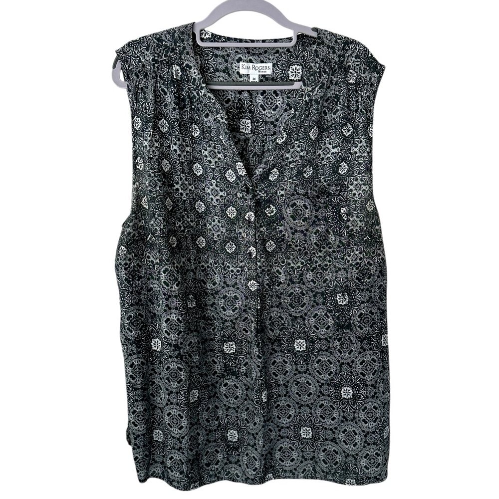 Kim Rogers button down, sleeveless top. Size: 3X